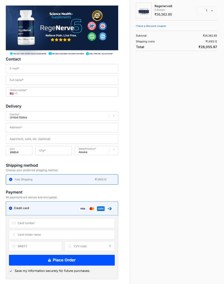 RegeNerve6 order page